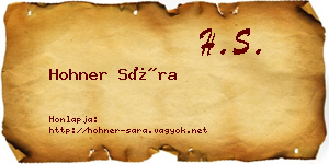 Hohner Sára névjegykártya